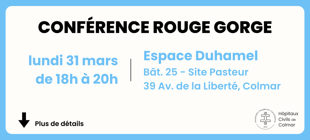 conférence rouge-gorge : lundi 31 mars de 18h à 20h / espace duhamel (HCC)