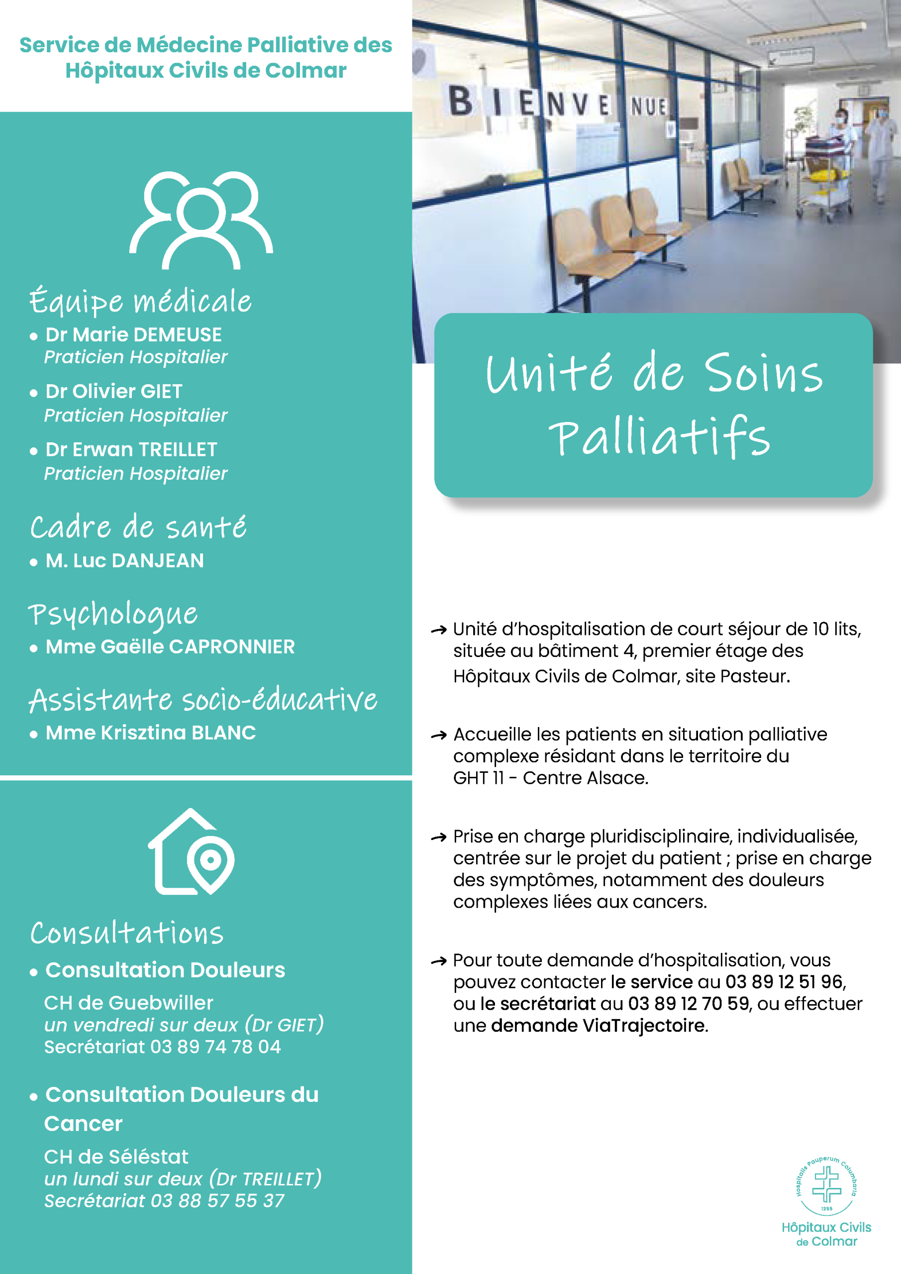 Flyer explicatif pour tout savoir sur l'unité de soins palliatifs