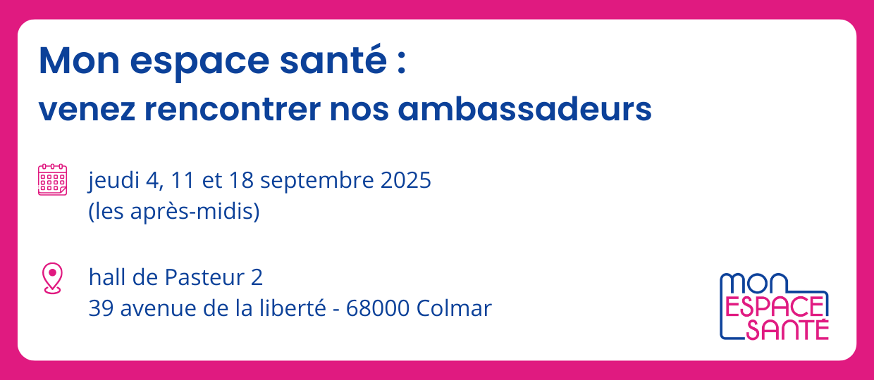 Rencontrez les ambassadeurs MES les 4, 11, 18 septembre 2025 dans le hall de Pasteur 2.